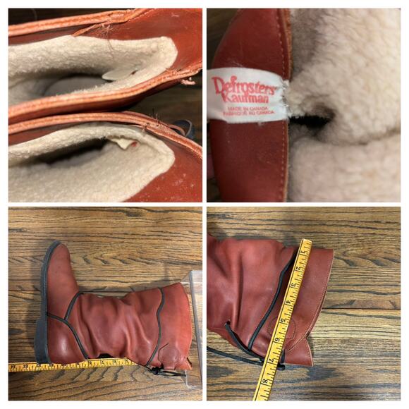 Vintage Kaufman Defrosters Women’s 7 Leather Shearling Winter Boots Canada Brown - Picture 3 of 8